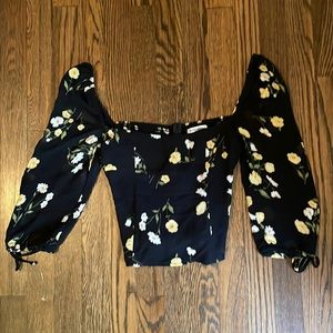 Reformation Black Long Sleeve Blouse